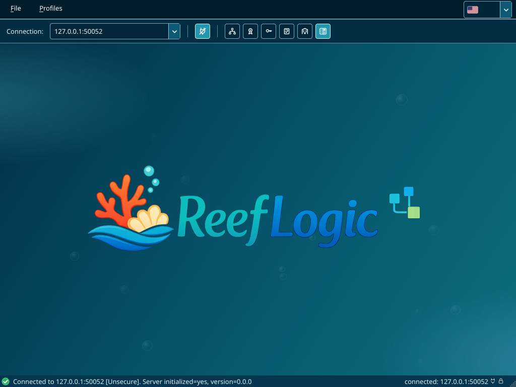 Main window after bootstrap, with the embedded-tabs workspace empty